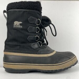 Sorel WaterProof Rain Boots Black  Ripstop Lace Up Lined Duck - Mens Size 10